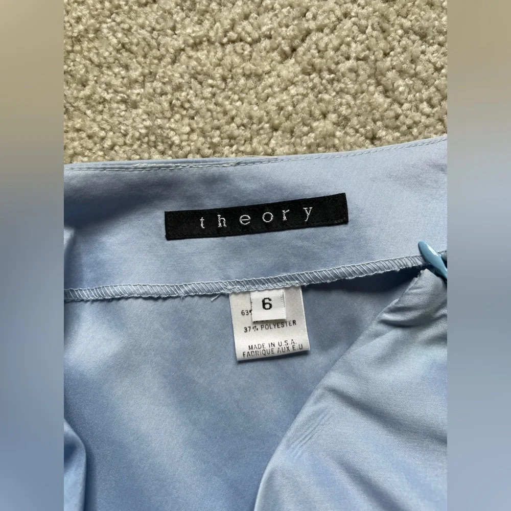 Theory Baby Blue Ruched Admiral Crepe Maxi Skirt 6 Satin Lined Quiet Luxury